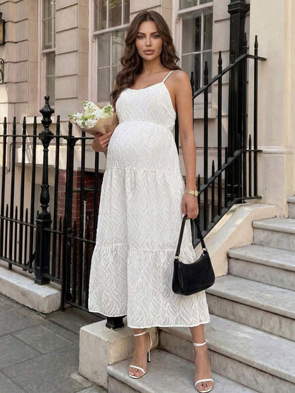 Maternity Sleeveless Solid Color Dress, Fashionable For Summer Woman S Summer Clothes  Maternity Dress  Vacation