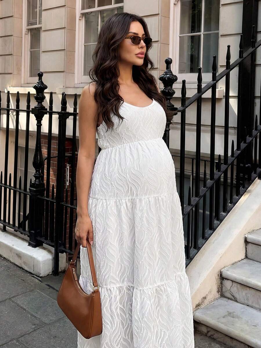 Maternity Sleeveless Solid Color Dress, Fashionable For Summer Woman S Summer Clothes  Maternity Dress  Vacation