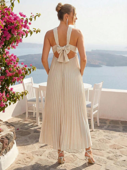 Elegant Party Solid Color Pleated Halter Maternity Dress,Gender Reveal Dress,Maternity Dress,Baby Shower Dress