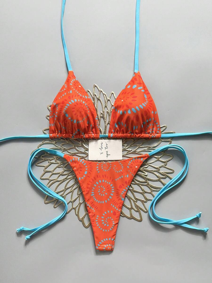 Swim Vcay Women's Solid Color Halter Tie Backless Sexy Thong Bikini Set Bikini Triangle Lemon Bikini Yellow Bathing Suits Light Yellow Bikini String Bikini Set