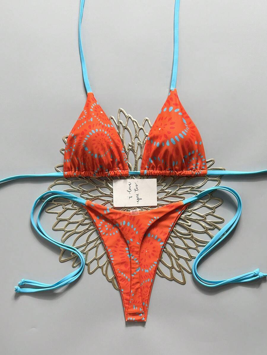 Swim Vcay Women's Solid Color Halter Tie Backless Sexy Thong Bikini Set Bikini Triangle Lemon Bikini Yellow Bathing Suits Light Yellow Bikini String Bikini Set
