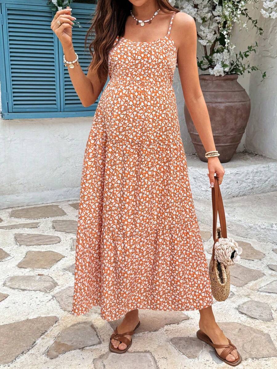 Maternity Sleeveless Solid Color Dress, Fashionable For Summer Woman S Summer Clothes  Maternity Dress  Vacation
