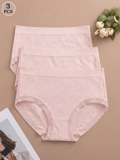 Maternity Panties 3 Pack - Seamless Mid Waist Triangular Lace Trim Hipster Briefs, Daily Travel