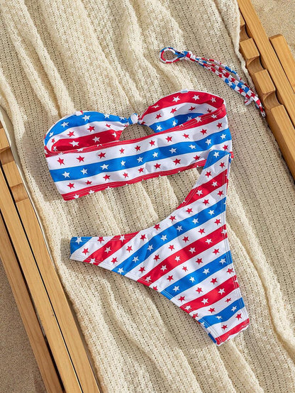 Swim Vcay Solid Color Bikini Swimming Suit For Beach Vacation, Strapless, Wireless For Summer