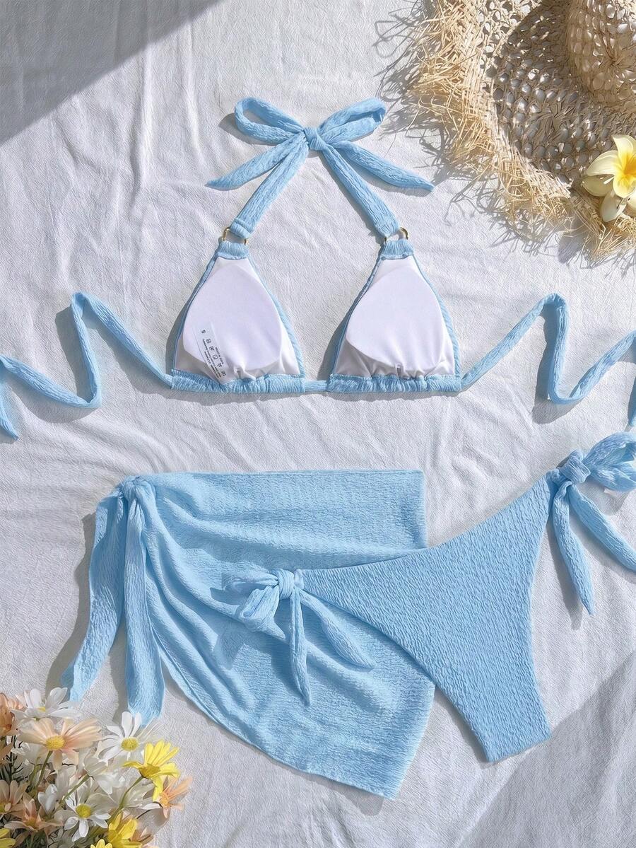 Swim Vcay 2026 New Spring/Summer 3 Pieces Women Yellow Swimwear & Shorts Beach Vacation Elegant Swim