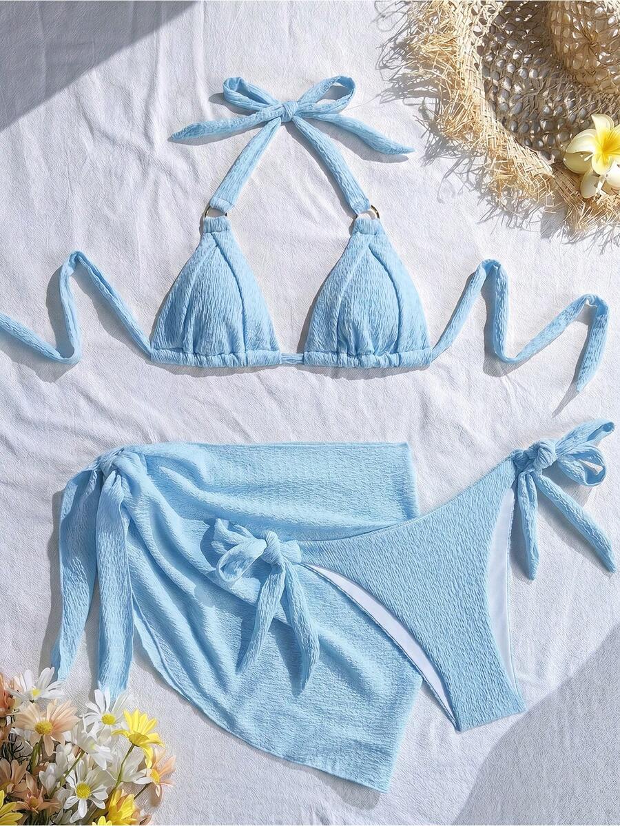 Swim Vcay 2026 New Spring/Summer 3 Pieces Women Yellow Swimwear & Shorts Beach Vacation Elegant Swim
