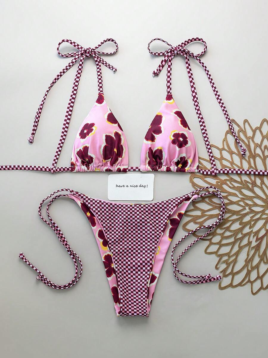 Swim Vcay Fashionable & Sweet Shoulderless Bikini With Side Bow, Wire-Free & Removable Pad, Sexy Women 2 Pieces Swimsuit For Beach & Airport For Summer Beach Vacation