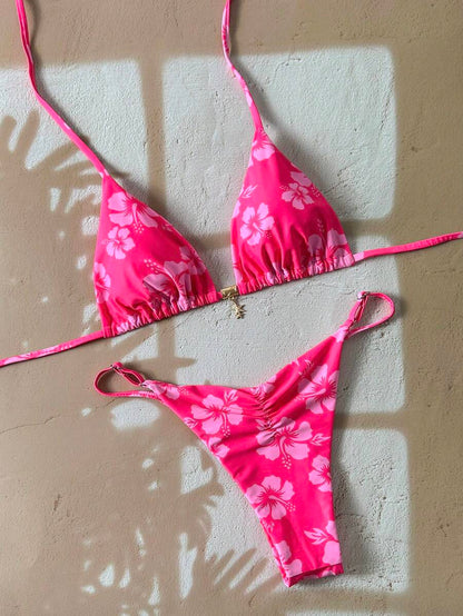 Swim Vcay Women's Tropical Print Two Pieces Bikini Set, Casual Holiday Style, Two Piece Women Sets,Valentine Outfits For Women ,Summer Vacation Outfits
