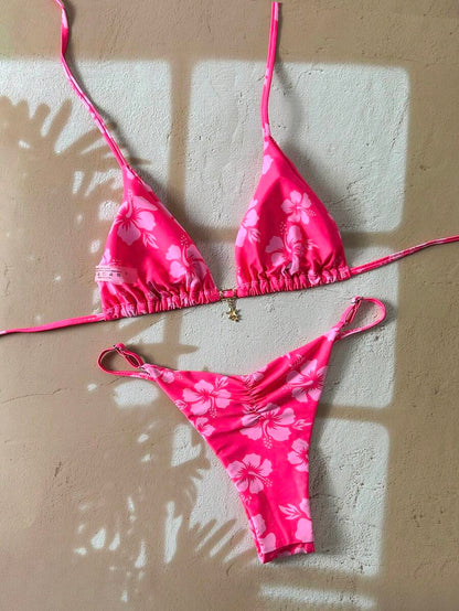 Swim Vcay Women's Tropical Print Two Pieces Bikini Set, Casual Holiday Style, Two Piece Women Sets,Valentine Outfits For Women ,Summer Vacation Outfits