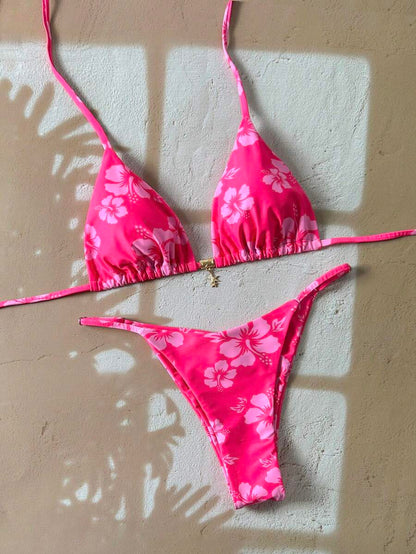 Swim Vcay Women's Tropical Print Two Pieces Bikini Set, Casual Holiday Style, Two Piece Women Sets,Valentine Outfits For Women ,Summer Vacation Outfits