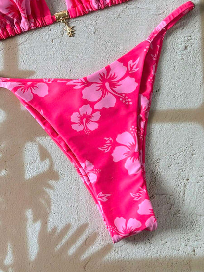 Swim Vcay Women's Tropical Print Two Pieces Bikini Set, Casual Holiday Style, Two Piece Women Sets,Valentine Outfits For Women ,Summer Vacation Outfits