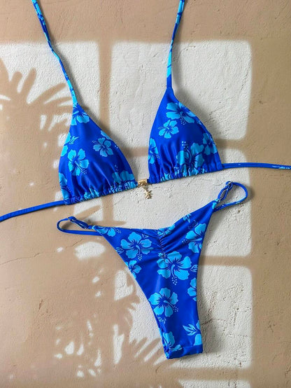 Swim Vcay Women's Tropical Print Two Pieces Bikini Set, Casual Holiday Style, Two Piece Women Sets,Valentine Outfits For Women ,Summer Vacation Outfits