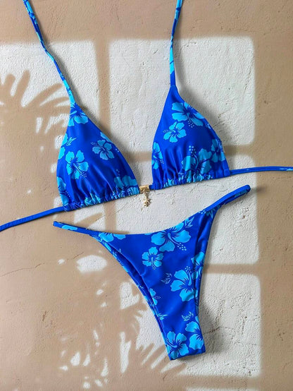 Swim Vcay Women's Tropical Print Two Pieces Bikini Set, Casual Holiday Style, Two Piece Women Sets,Valentine Outfits For Women ,Summer Vacation Outfits