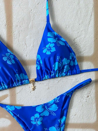 Swim Vcay Women's Tropical Print Two Pieces Bikini Set, Casual Holiday Style, Two Piece Women Sets,Valentine Outfits For Women ,Summer Vacation Outfits