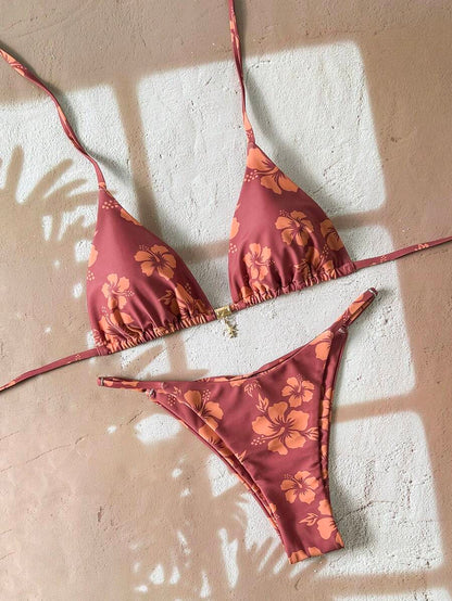 Swim Vcay Women's Tropical Print Two Pieces Bikini Set, Casual Holiday Style, Two Piece Women Sets,Valentine Outfits For Women ,Summer Vacation Outfits