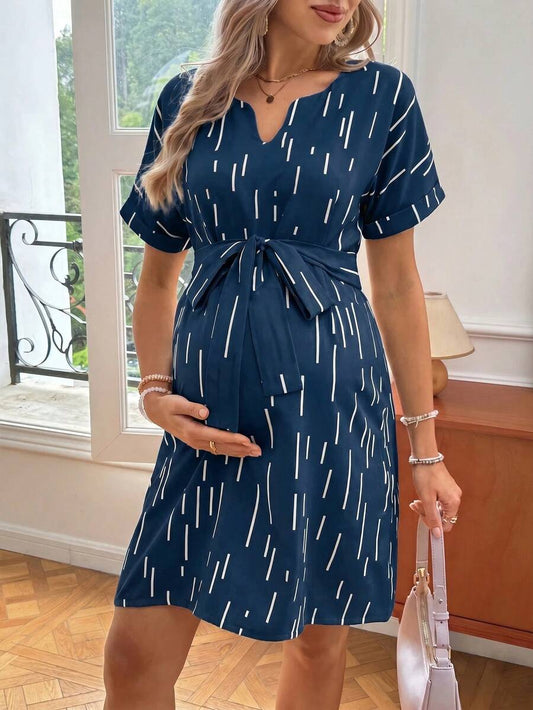 Maternity Casual V-Neck Short Sleeve Dress