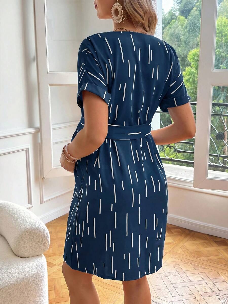 Maternity Casual V-Neck Short Sleeve Dress