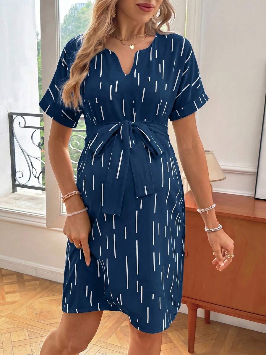 Maternity Casual V-Neck Short Sleeve Dress
